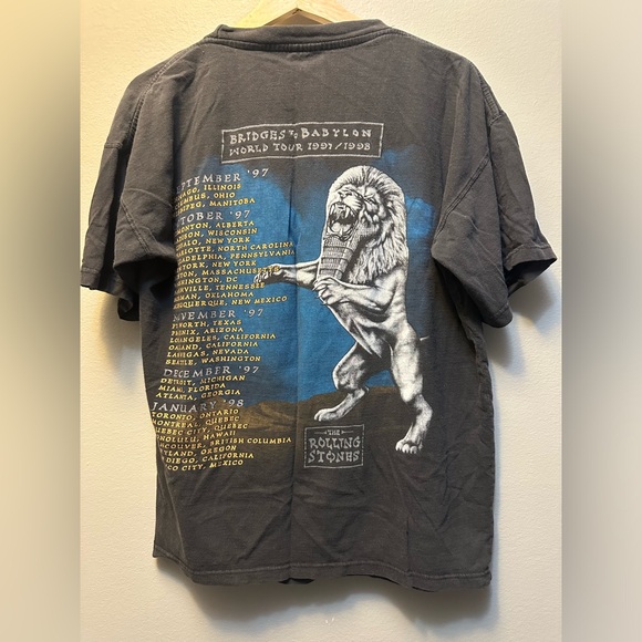 Vintage 90's 1997 The Rolling Stones Bridges To Babylon Tour Concert Band Tshirt - Picture 6 of 6
